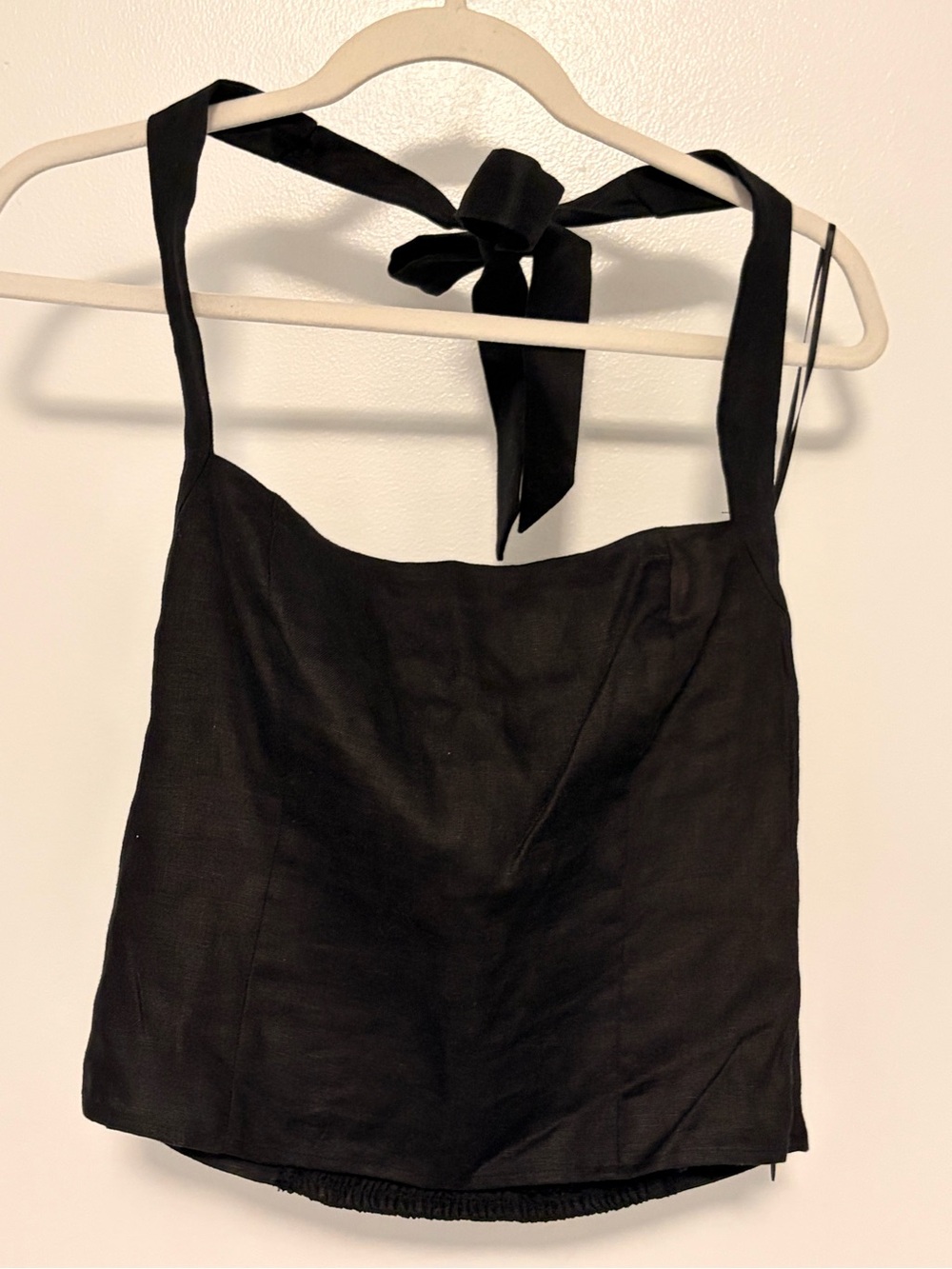 Reformation Black Tie-Back Halter Camisole